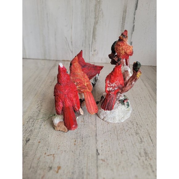Red cardinal AS IS log tree Xmas snow home decor set figure mistletoe - Picture 8 of 13
